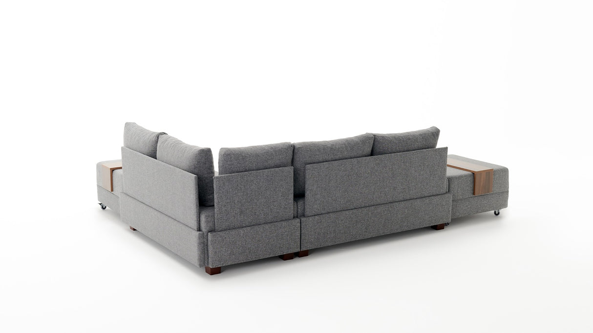 Slaapbank grijs stof - XXL 280 x 210 - Rechts - Fly