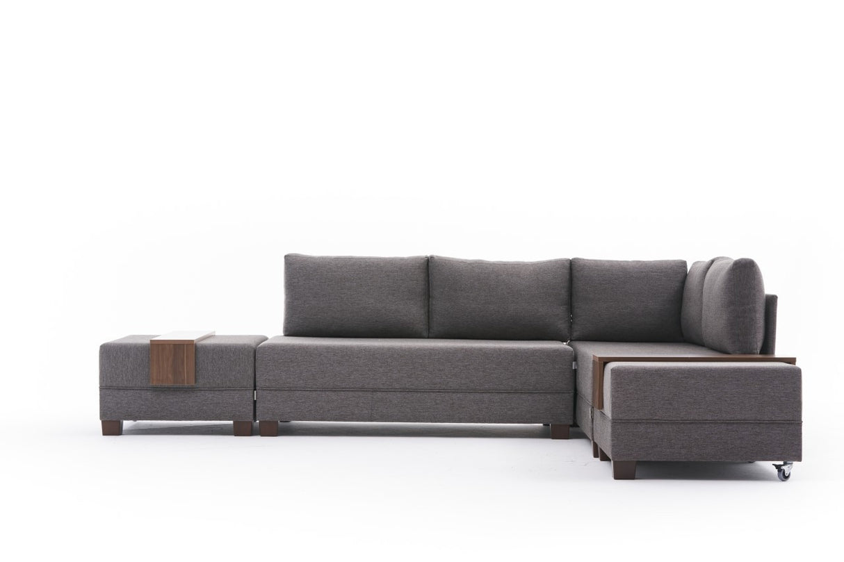 Banken - Slaapbank taupe stof - XXL 280 x 210 - Rechts - Fly - Dimehouse