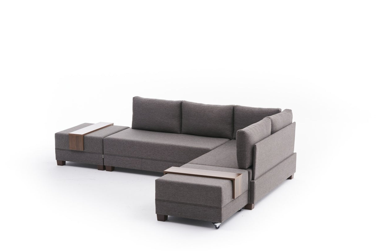 Banken - Slaapbank taupe stof - XXL 280 x 210 - Rechts - Fly - Dimehouse