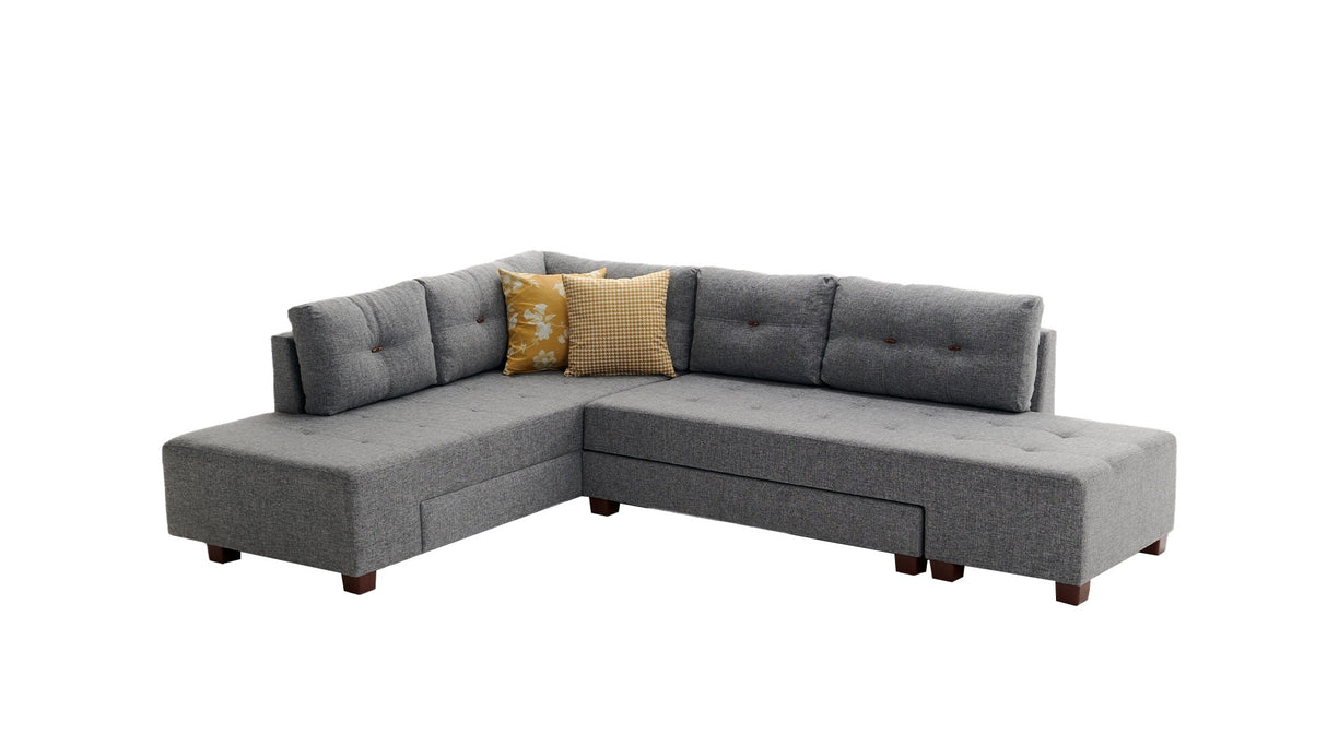Banken - Slaapbank grijs stof - XL 280x206 cm - met wielen - Links - Manama - Dimehouse