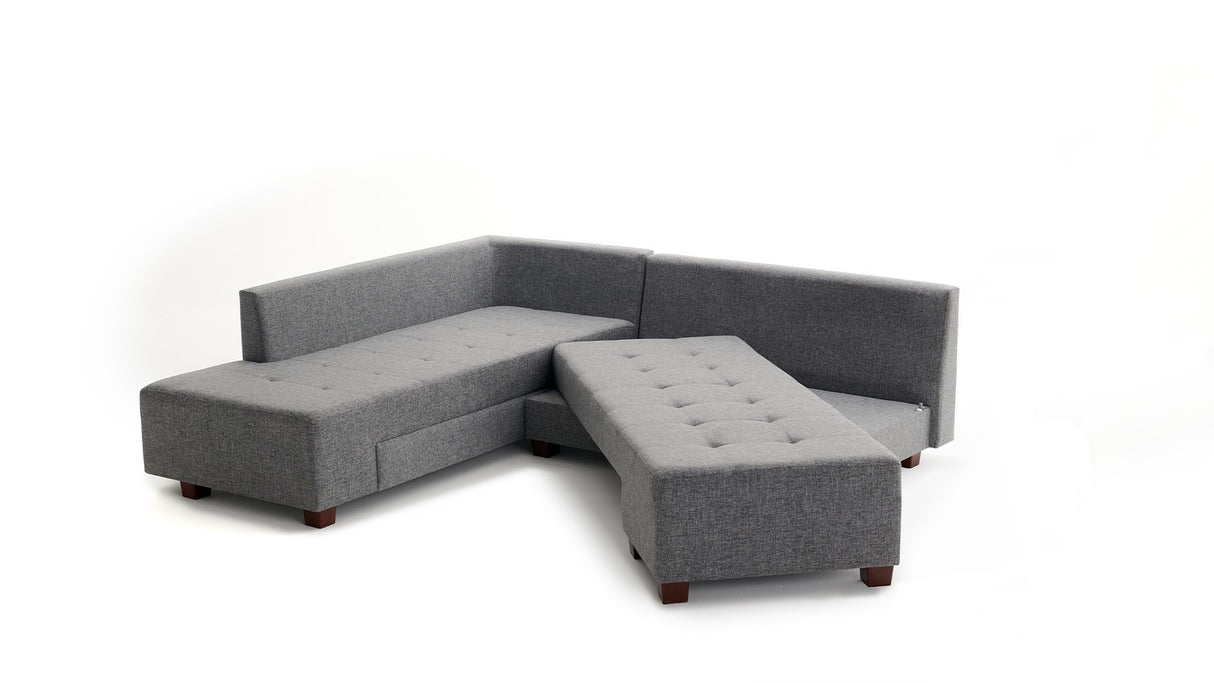 Banken - Slaapbank grijs stof - XL 280x206 cm - met wielen - Links - Manama - Dimehouse