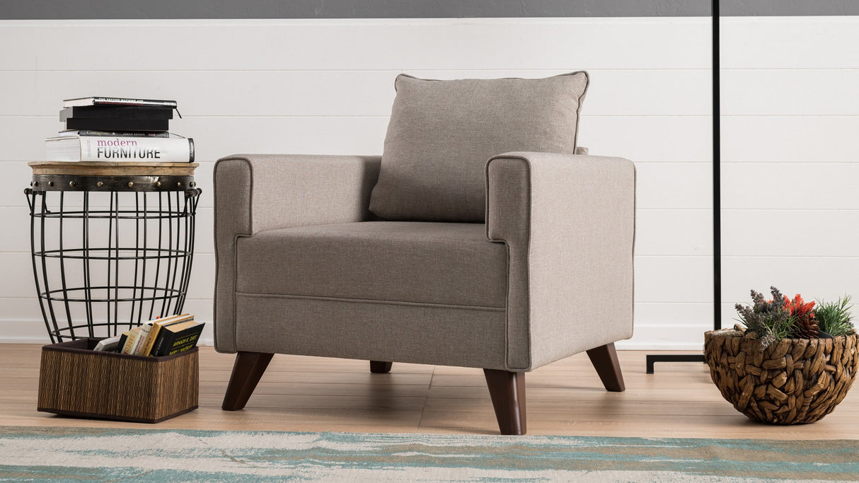 Landelijke fauteuil Beige melange geweven stof Bella