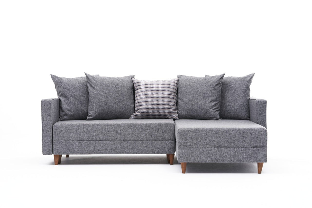 Banken - Slaapbank grijs stof - hoekbank - compact 215 x 150 cm - Rechts - Aydam - Dimehouse
