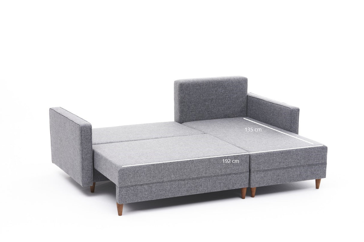 Banken - Slaapbank grijs stof - hoekbank - compact 215 x 150 cm - Rechts - Aydam - Dimehouse