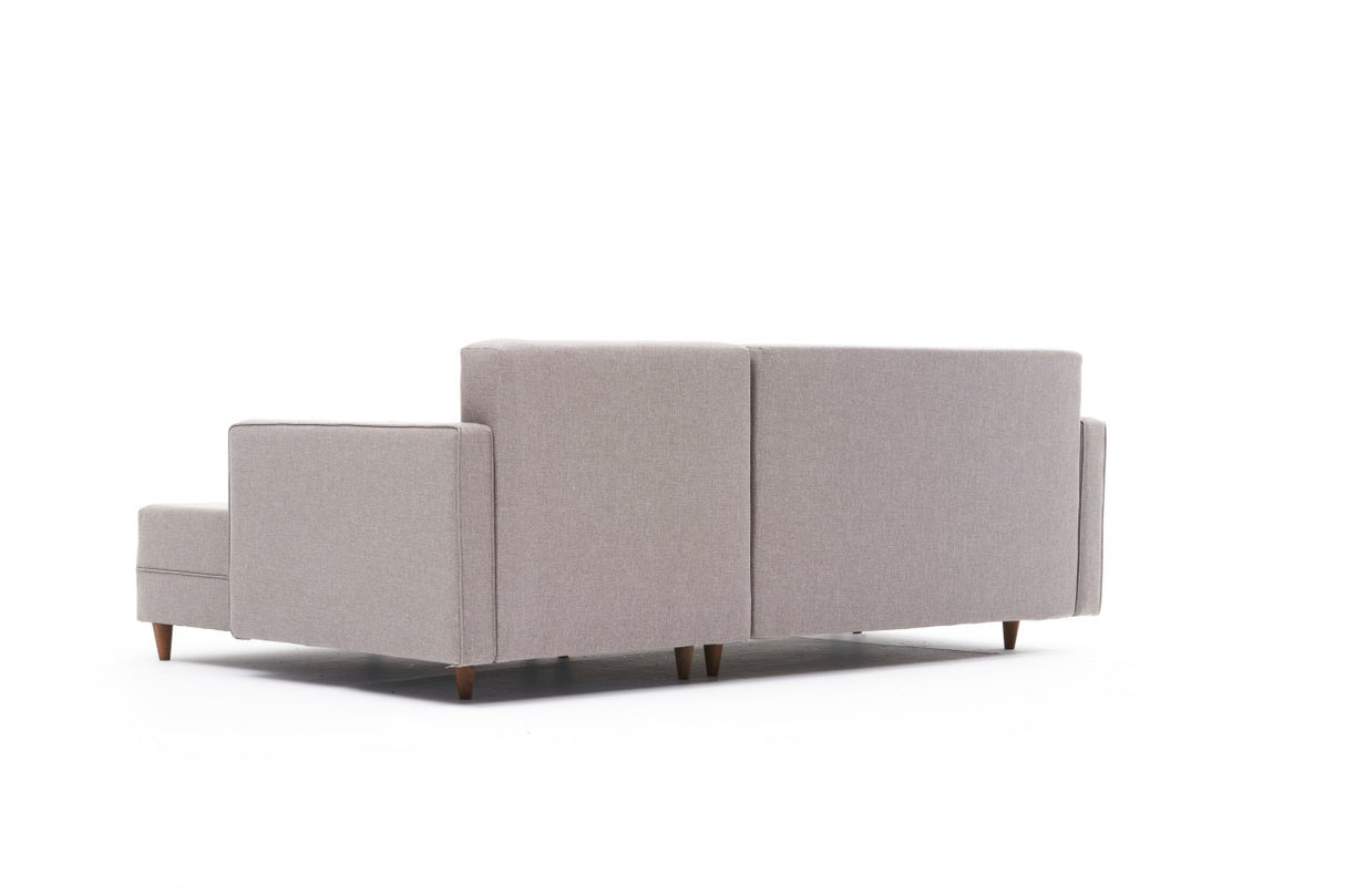 Slaapbank champagne stof - hoekbank - compact 215 x 150 cm - Rechts - Aydam