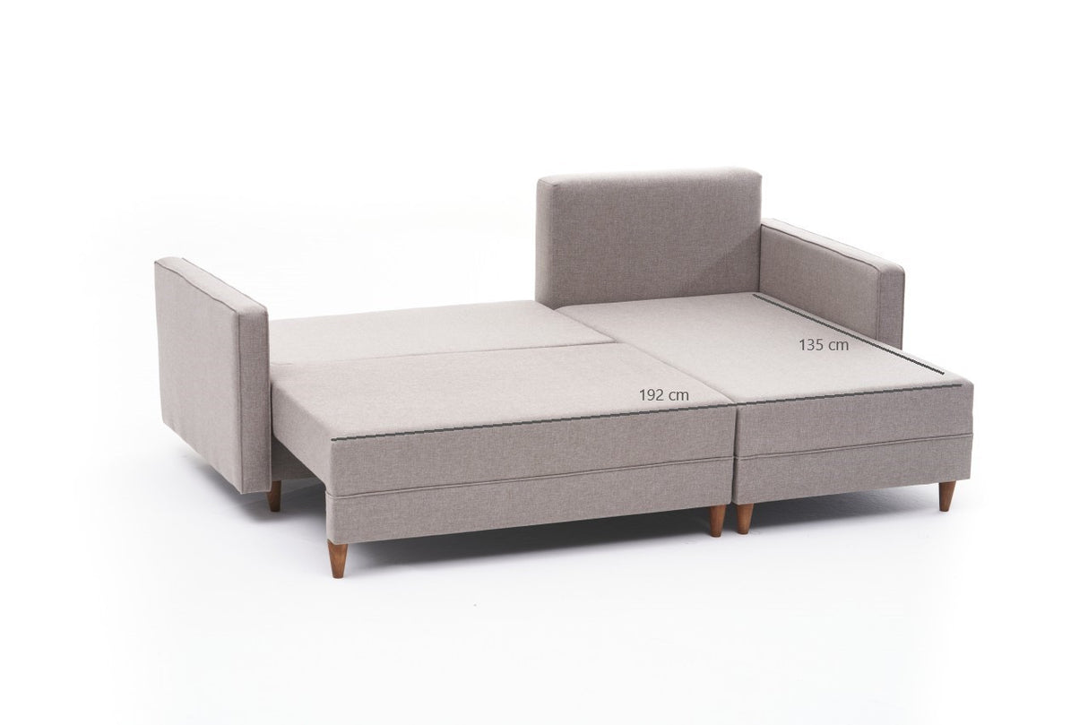 Slaapbank champagne stof - hoekbank - compact 215 x 150 cm - Rechts - Aydam