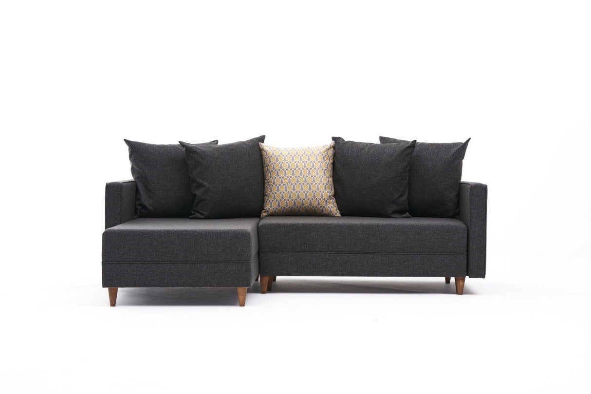 Slaapbank antraciet stof - hoekbank - compact 215 x 150 cm - Links - Aydam