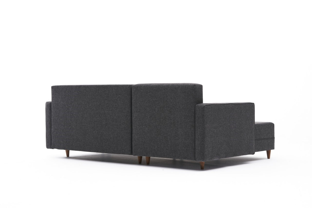 Slaapbank antraciet stof - hoekbank - compact 215 x 150 cm - Links - Aydam