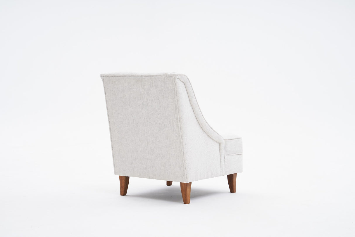 Fauteuil beige chenille stof landelijk klassiek Ella