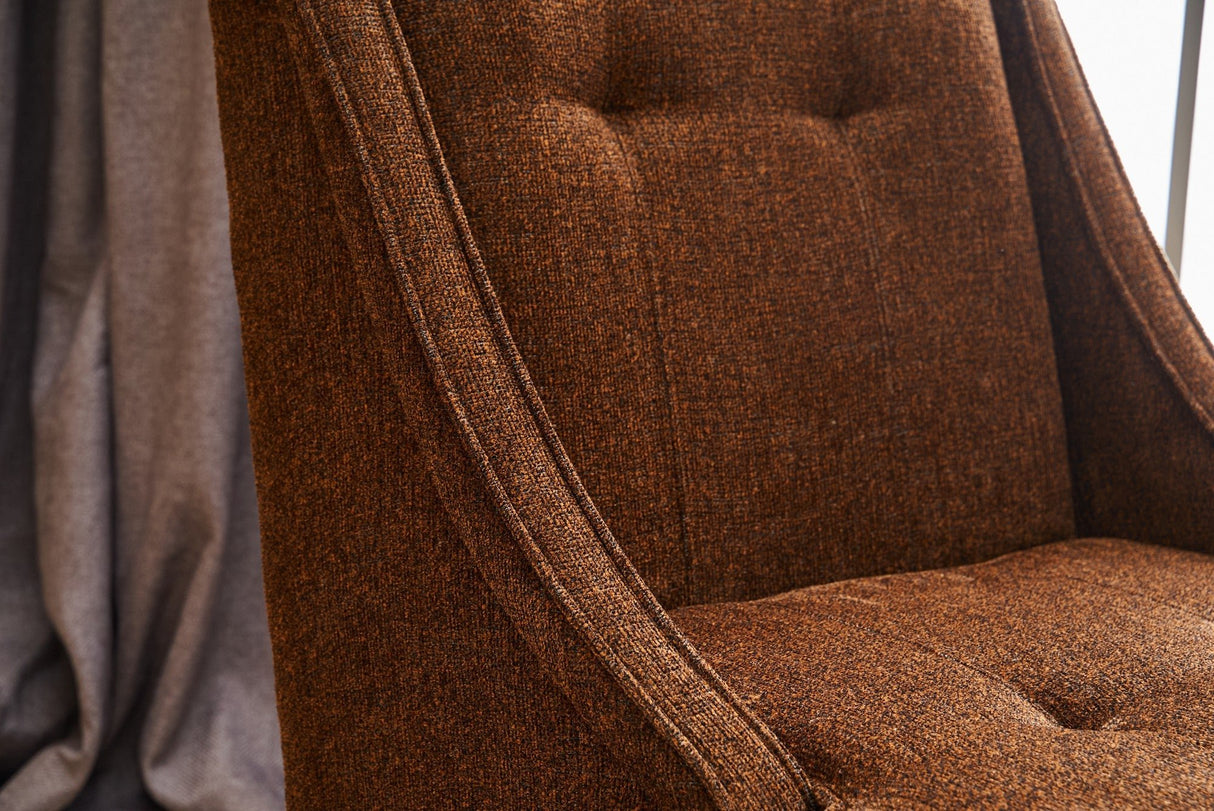 Fauteuil bruin koper chenille stof landelijk klassiek Ella