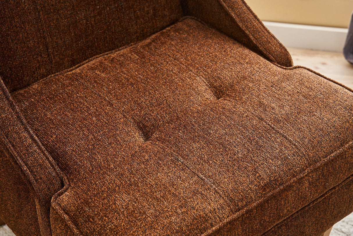 Fauteuil bruin koper chenille stof landelijk klassiek Ella