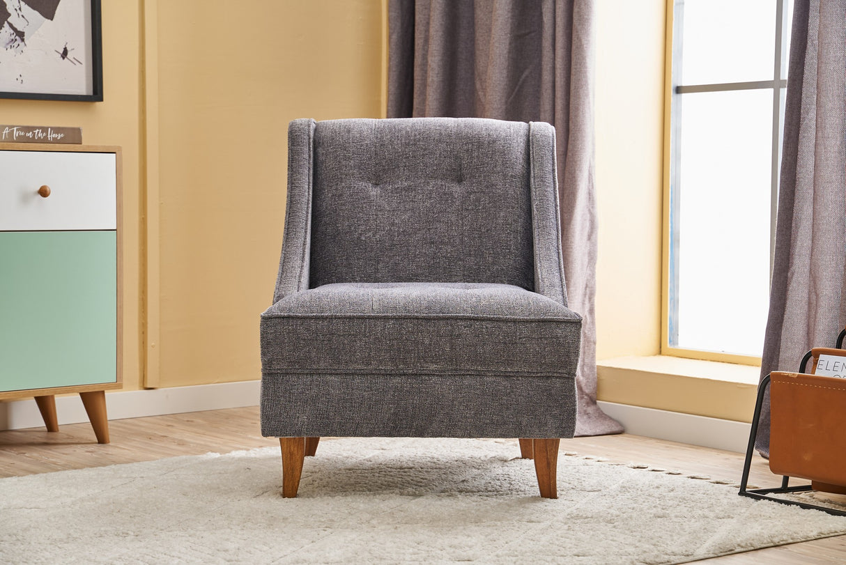Fauteuil grijs chenille stof landelijk klassiek Ella