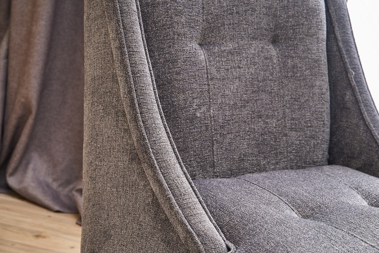 Fauteuil grijs chenille stof landelijk klassiek Ella