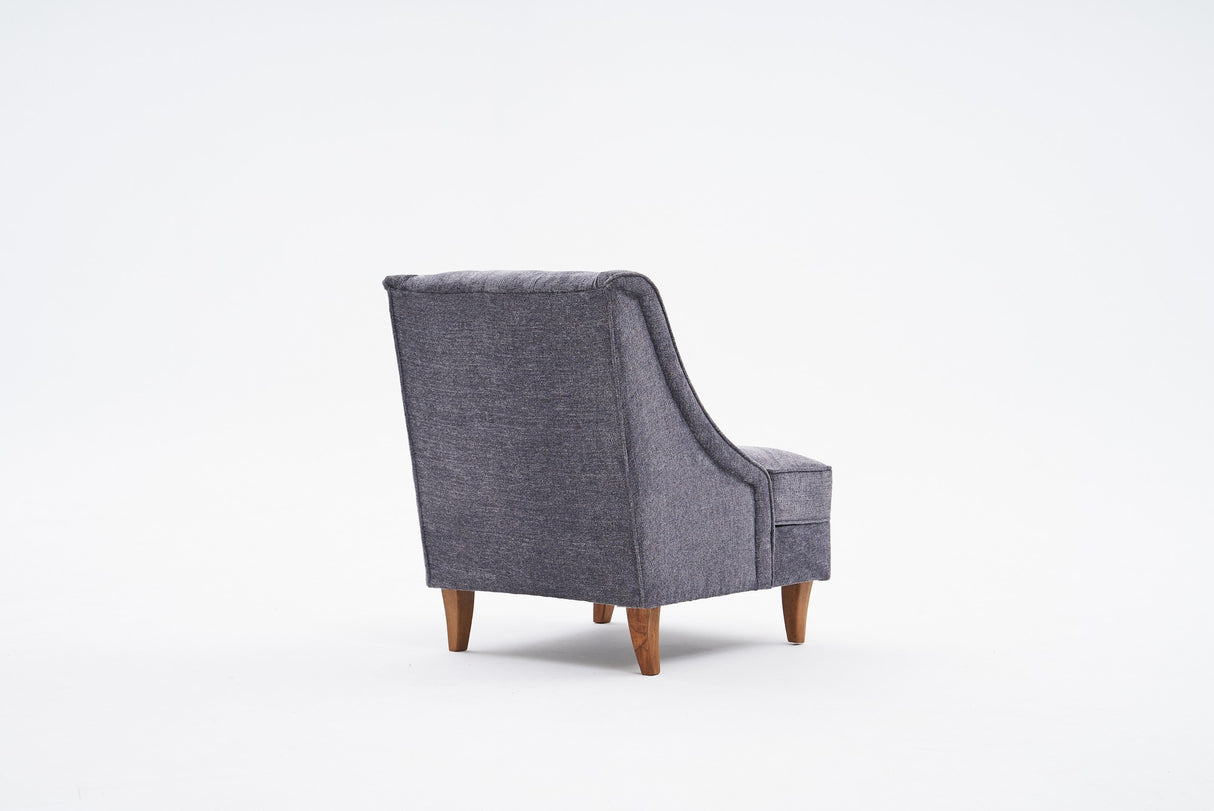 Fauteuil grijs chenille stof landelijk klassiek Ella