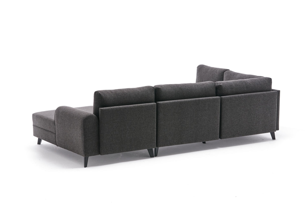 Slaapbank Antraciet stof - U-bank - XXL 300x202x152cm - Belen
