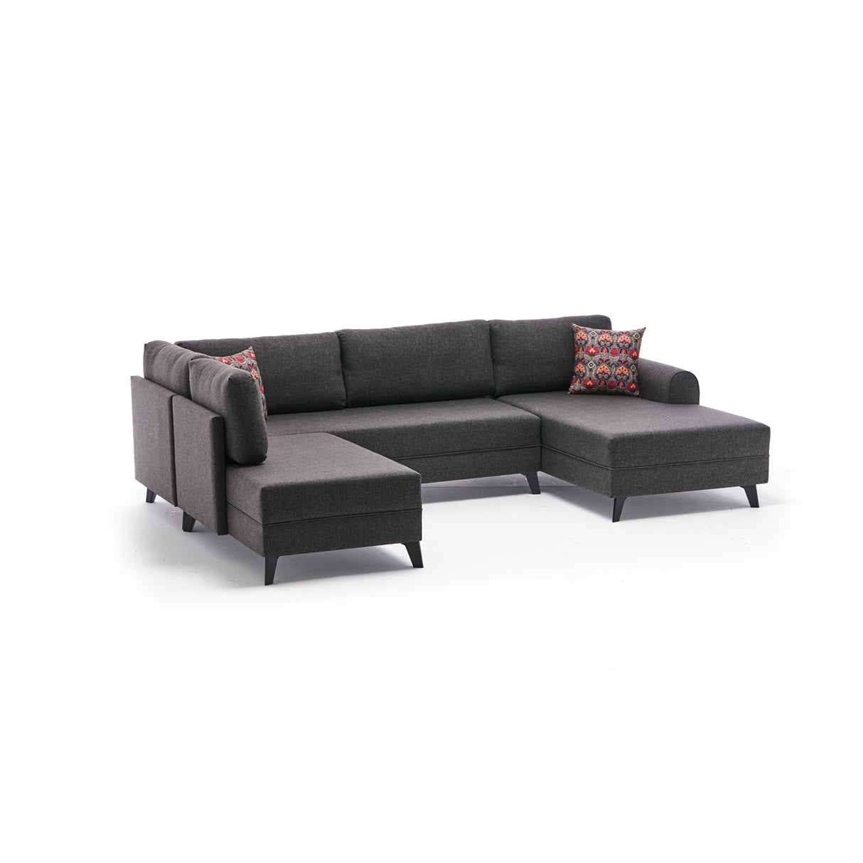 Slaapbank Antraciet stof - U-bank - XXL 300x202x152cm - Belen