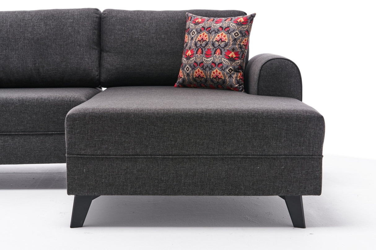 Slaapbank Antraciet stof - U-bank - XXL 300x202x152cm - Belen