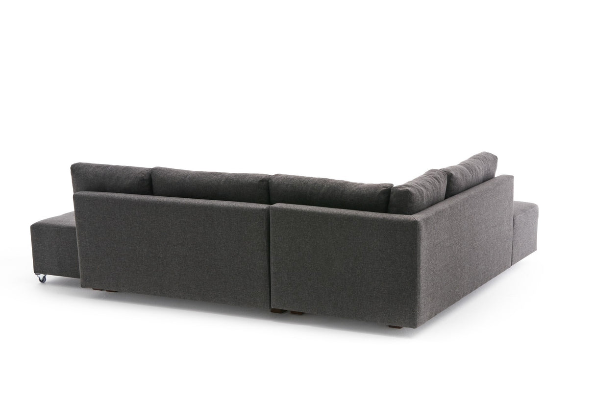 Slaapbank antraciet stof - XL 280x206 cm - met wielen - Links - Manama
