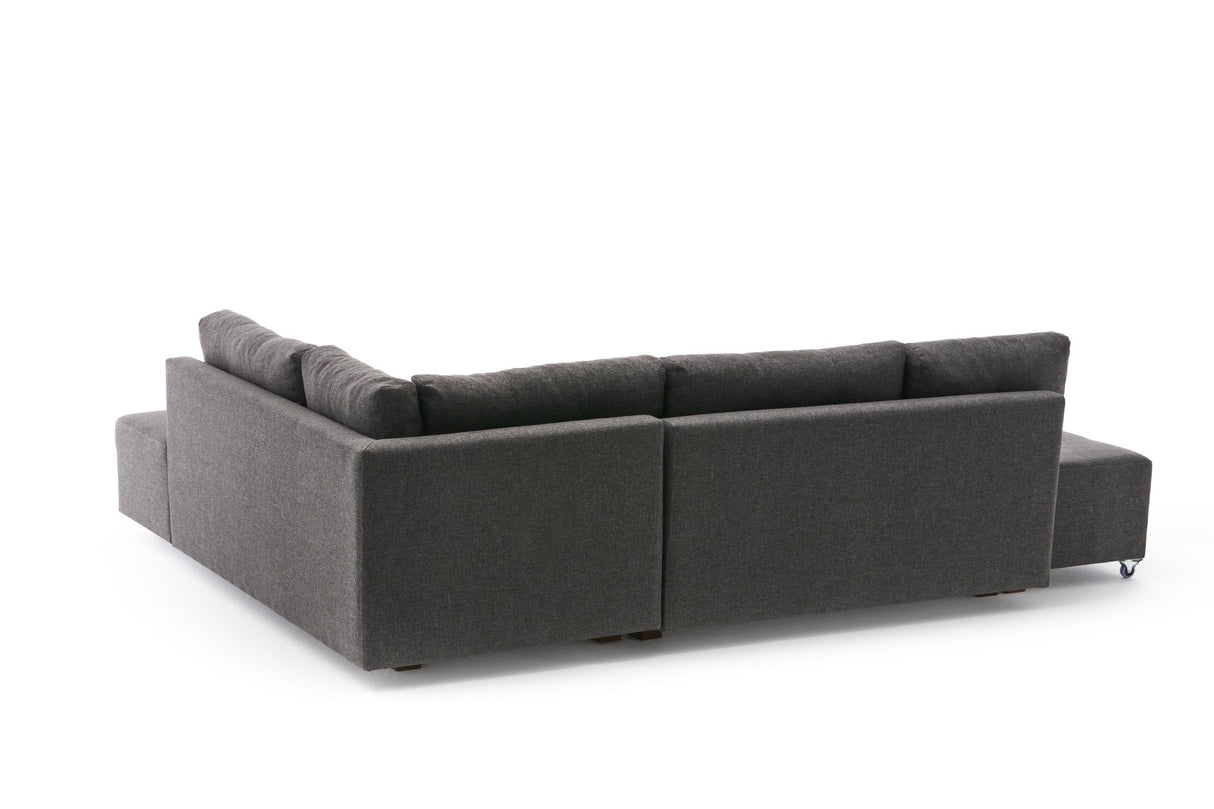 Slaapbank antraciet stof - XL 280x206 cm - met wielen - Rechts - Manama