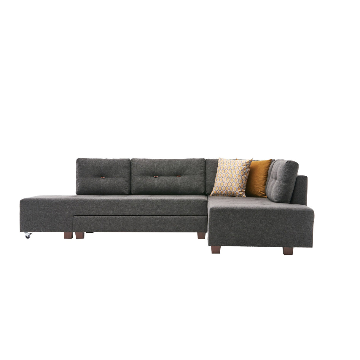 Slaapbank antraciet stof - XL 280x206 cm - met wielen - Rechts - Manama