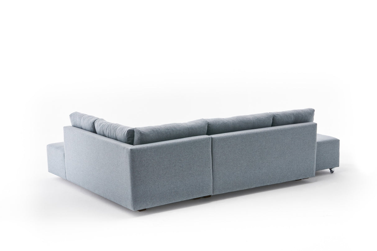 Slaapbank lichtblauw stof - XL 280x206 cm - met wielen - Rechts - Manama