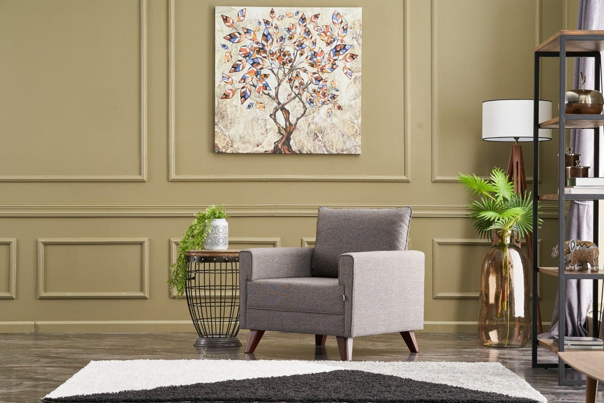 Landelijke fauteuil Taupe melange geweven stof Bella