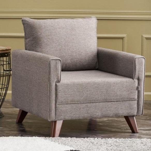 Landelijke fauteuil Taupe melange geweven stof Bella