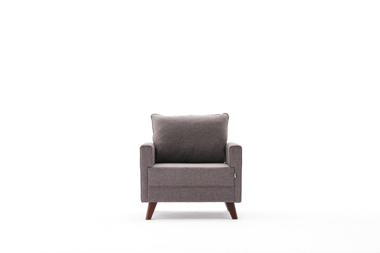 Landelijke fauteuil Taupe melange geweven stof Bella