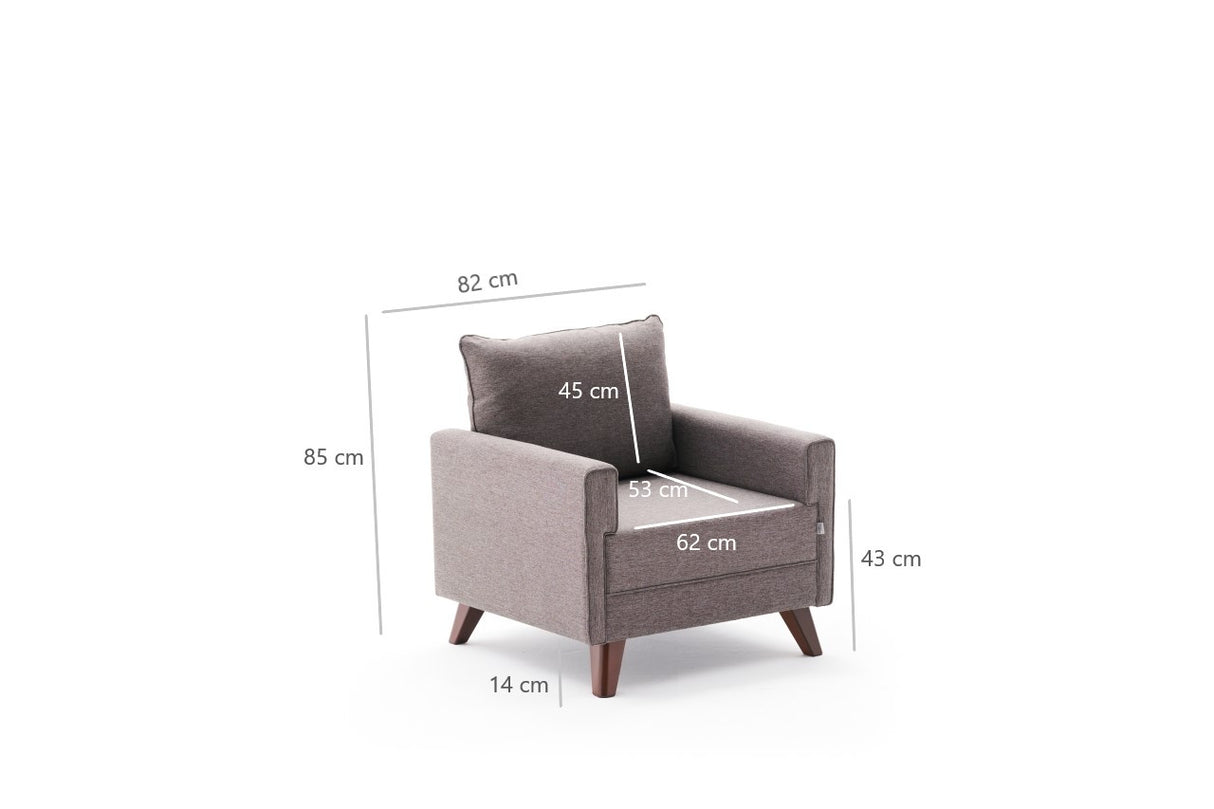 Landelijke fauteuil Taupe melange geweven stof Bella