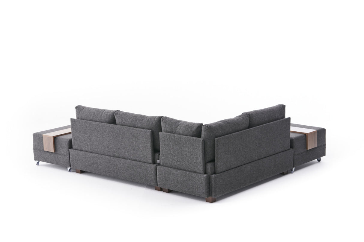 Banken - Slaapbank antraciet stof - XXL 280 x 210 - Links - Fly - Dimehouse