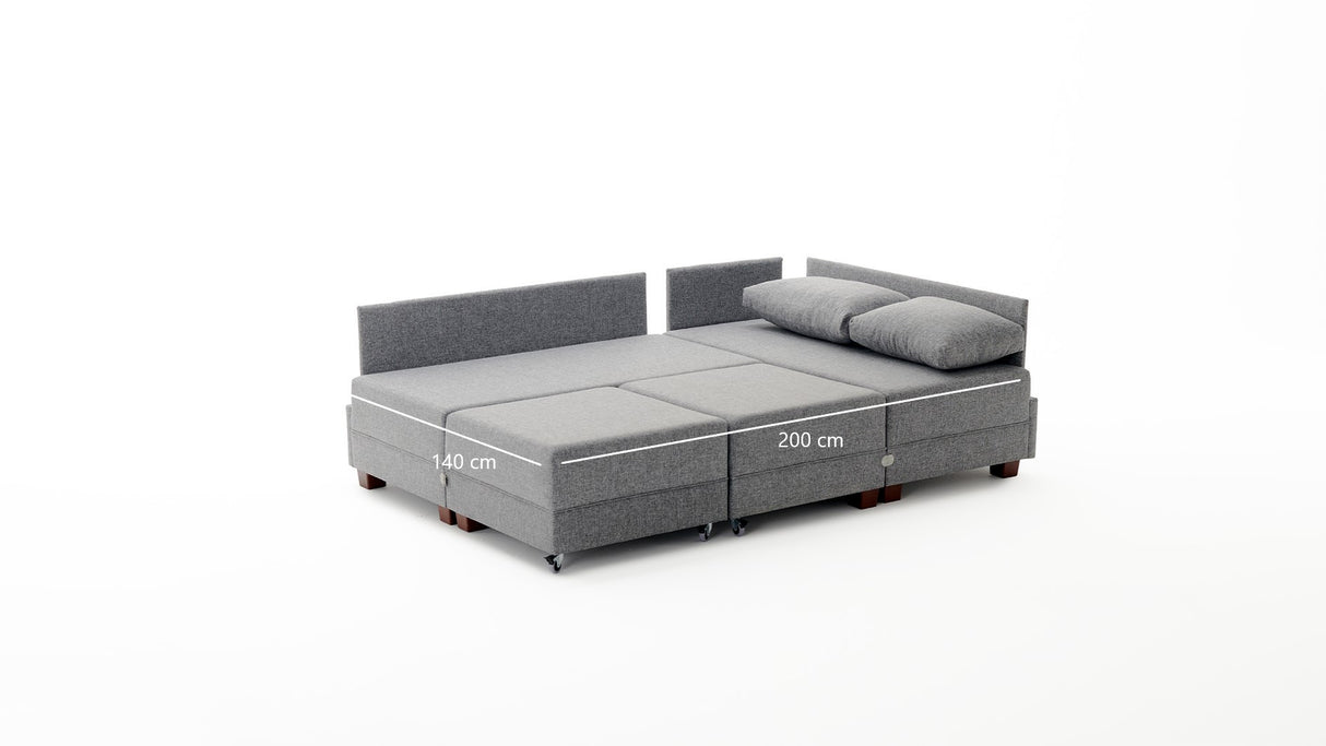Banken - Slaapbank blauw stof - XXL 280 x 210 - Rechts - Fly - Dimehouse