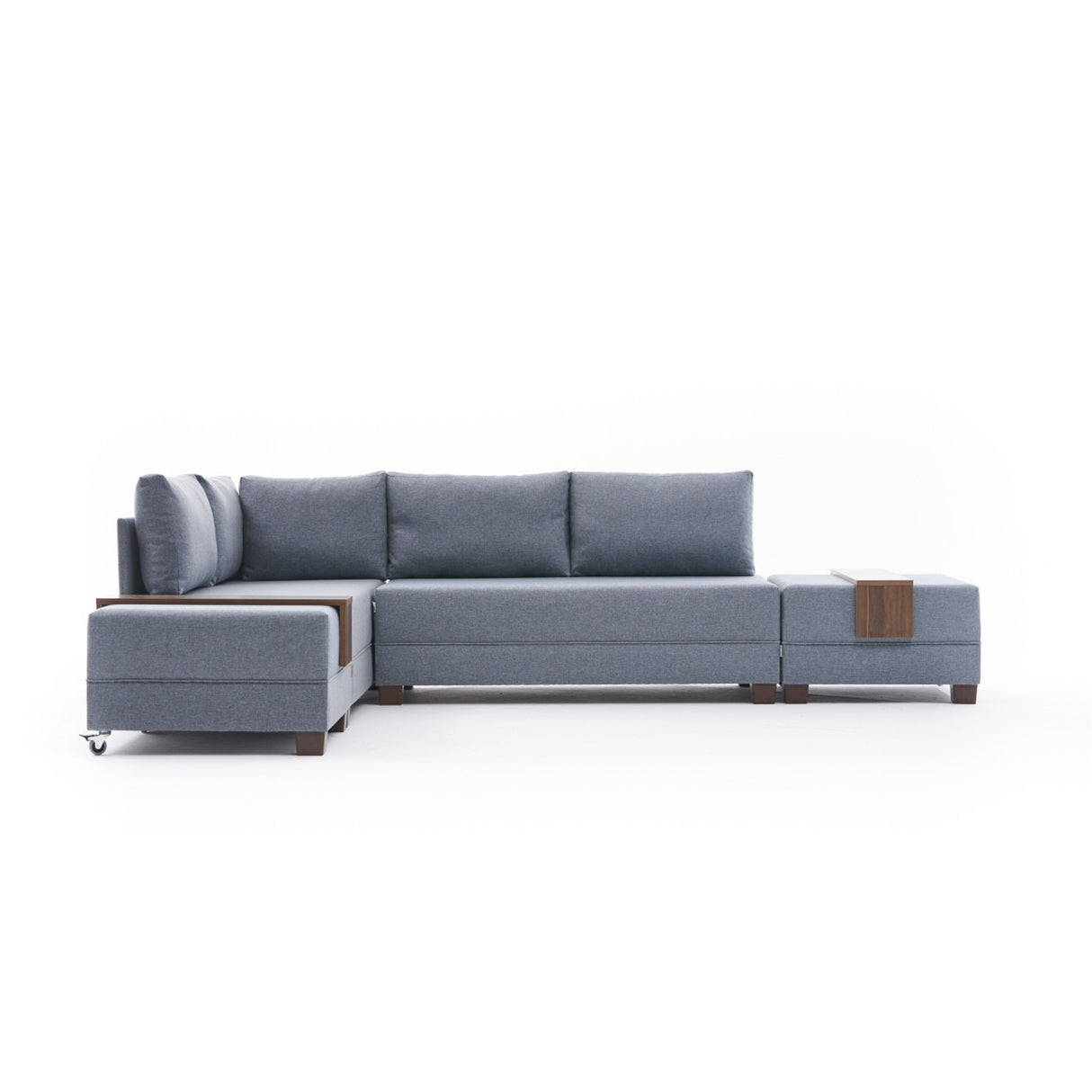 Slaapbank blauw stof - XXL 280 x 210 - Links - Fly