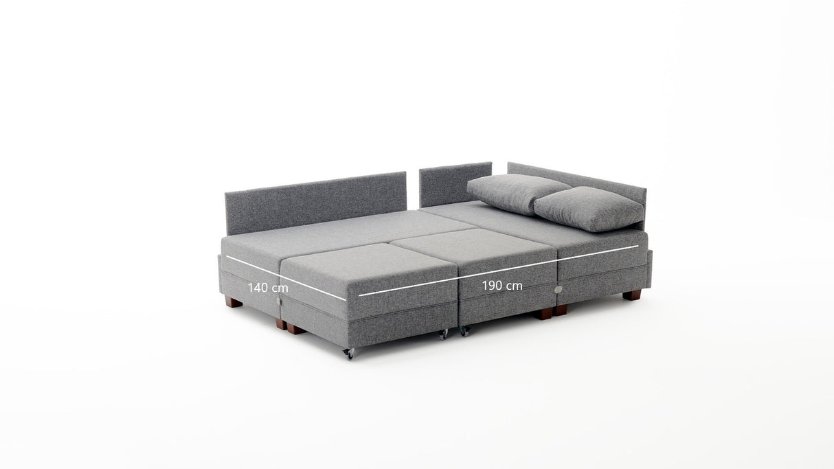 Slaapbank champagne stof - XXL 280 x 210 - Rechts - Fly