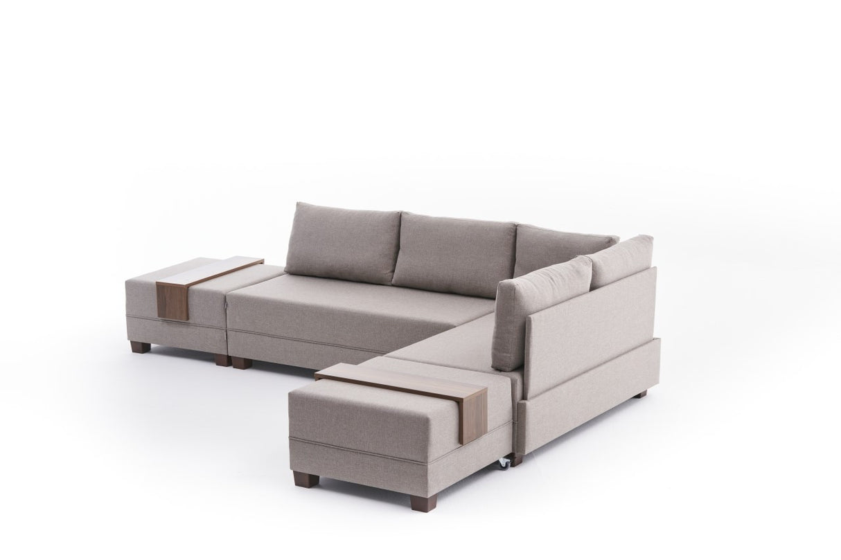 Slaapbank champagne stof - XXL 280 x 210 - Rechts - Fly