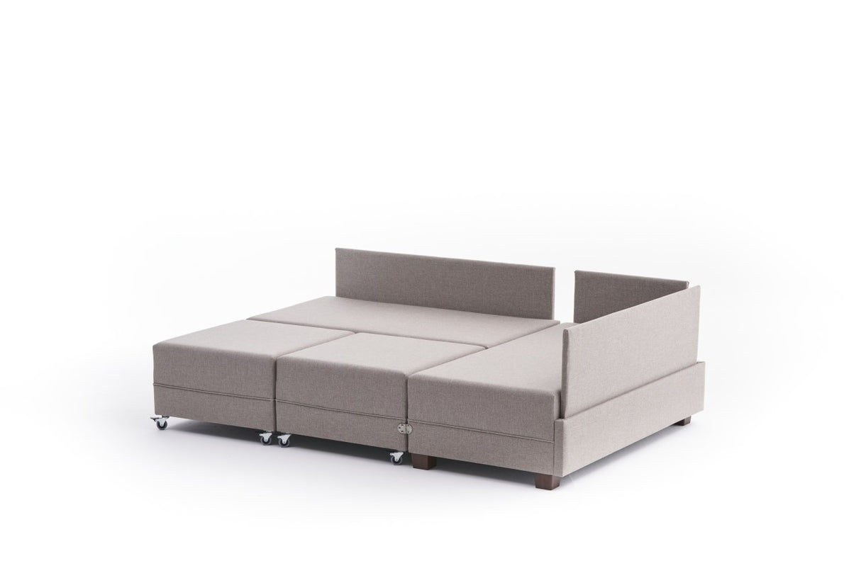 Slaapbank champagne stof - XXL 280 x 210 - Rechts - Fly