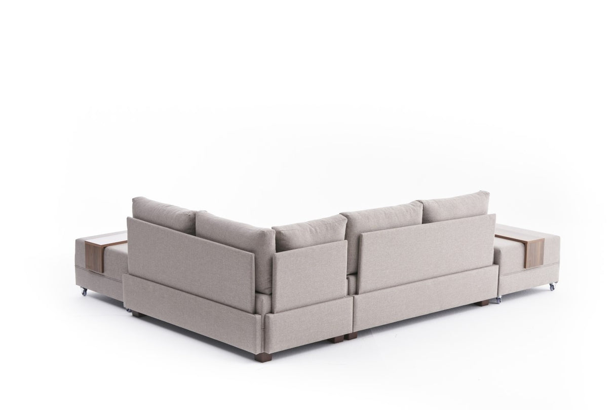 Slaapbank champagne stof - XXL 280 x 210 - Rechts - Fly