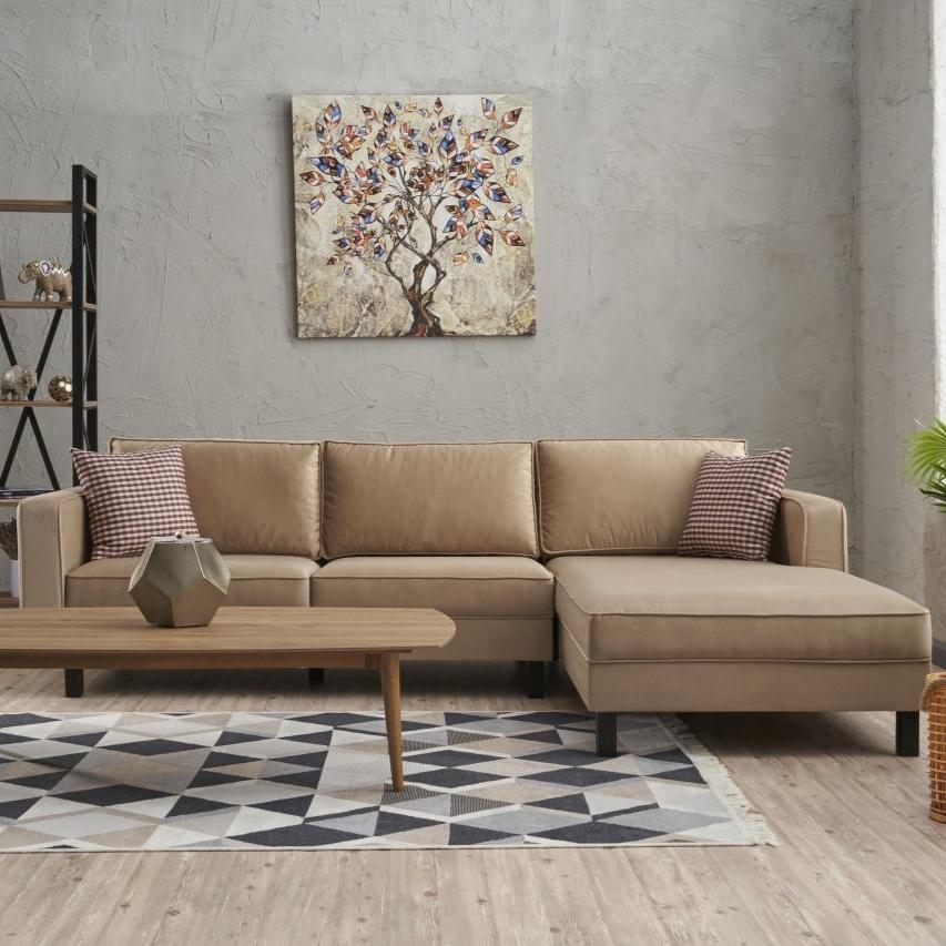 Hoekbank Rechts Kale Velvet Crème