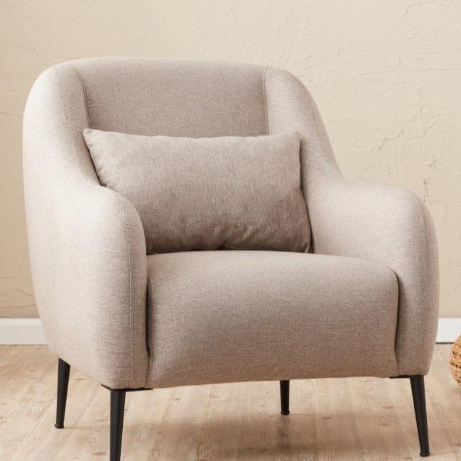 Scandinavische fauteuil Beige gemêleerde linnen stof met kussen Venus