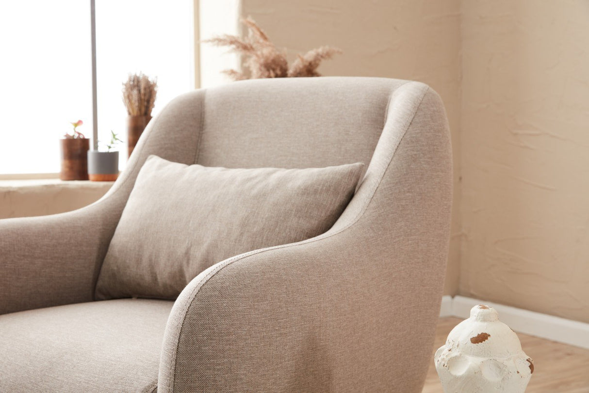 Scandinavische fauteuil Beige gemêleerde linnen stof met kussen Venus