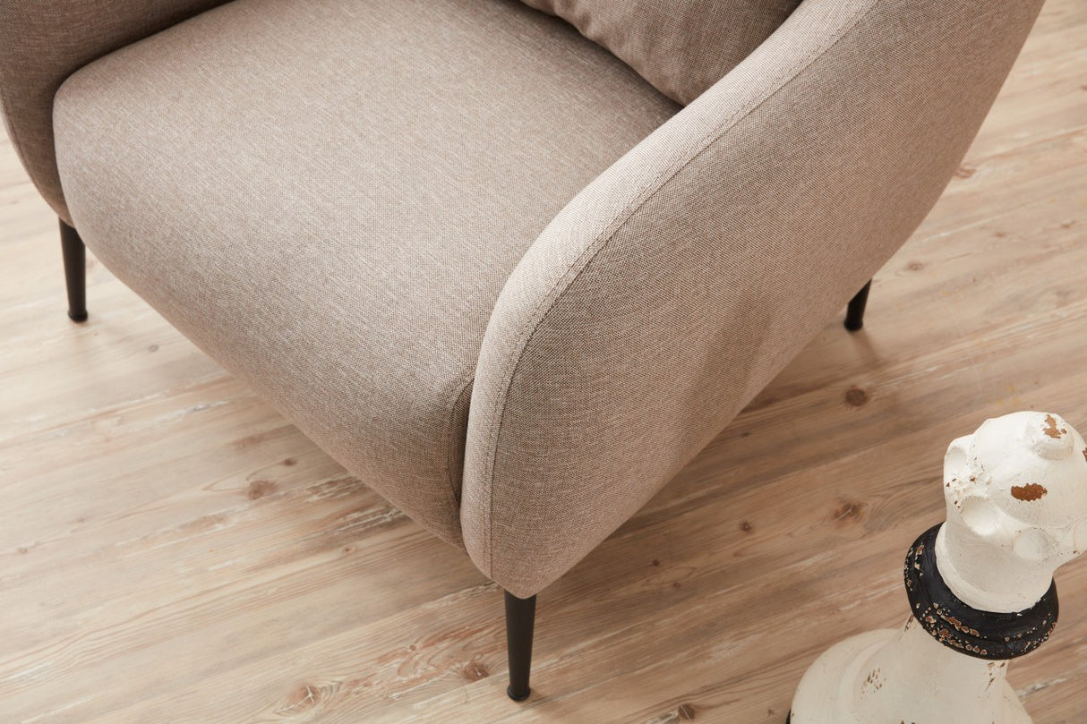 Scandinavische fauteuil Beige gemêleerde linnen stof met kussen Venus