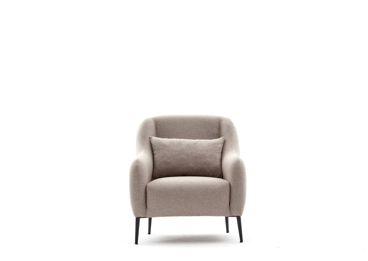 Scandinavische fauteuil Beige gemêleerde linnen stof met kussen Venus