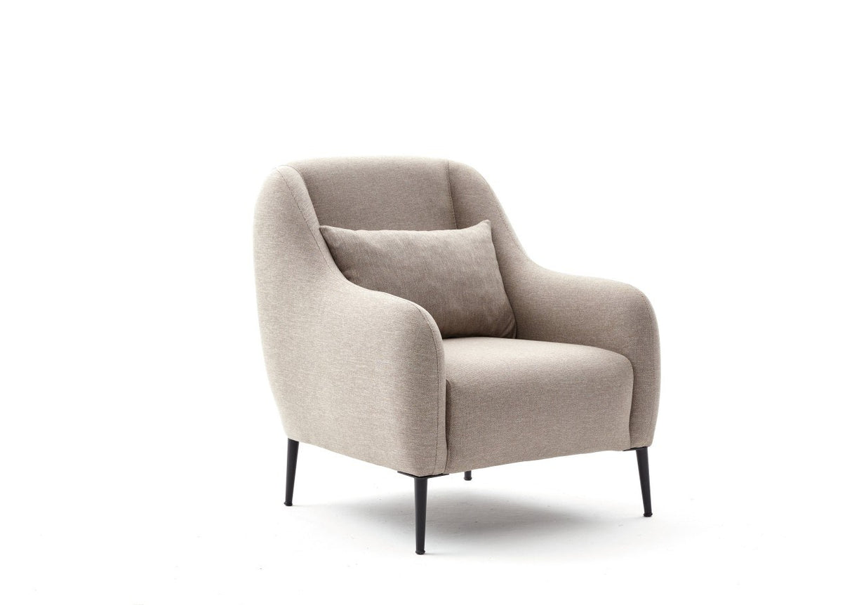 Scandinavische fauteuil Beige gemêleerde linnen stof met kussen Venus