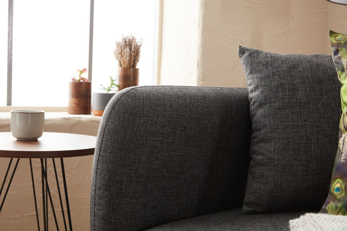 Scandinavische fauteuil Antraciet gemêleerde linnen stof met kussen Venus