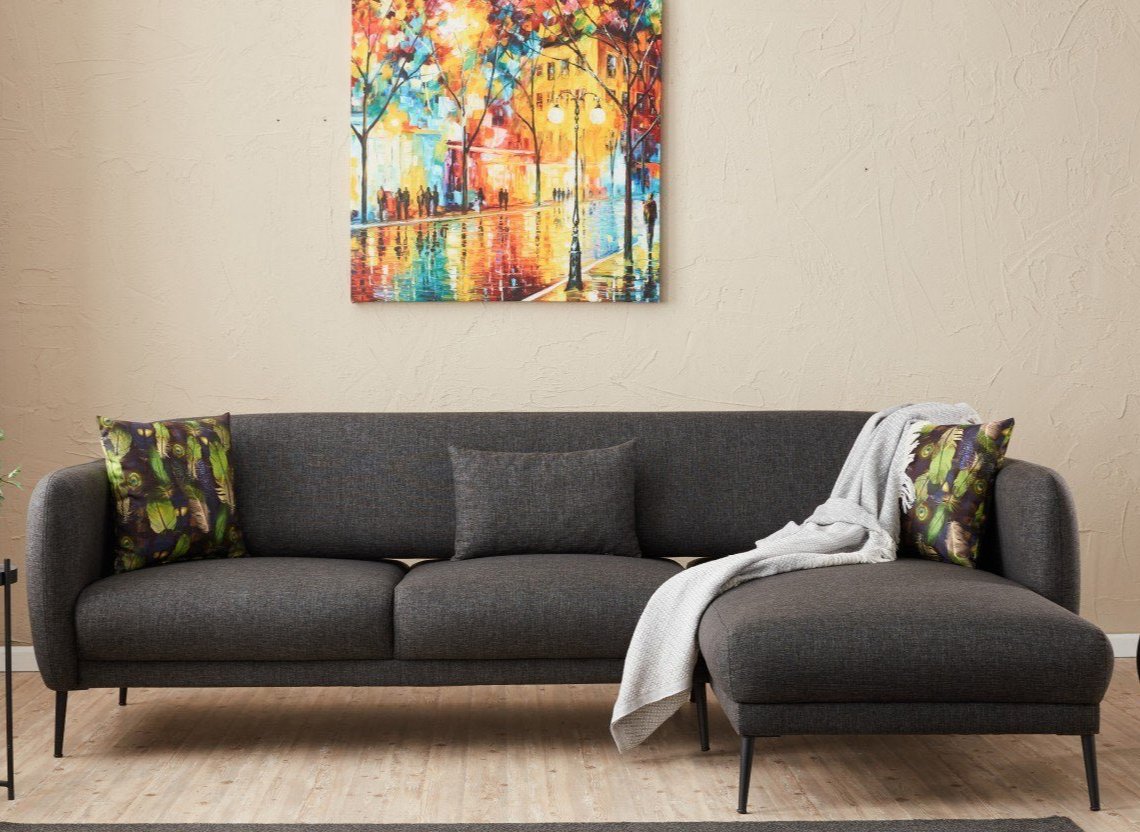 Hoekbank Rechts met slaapfunctie Venus Antraciet