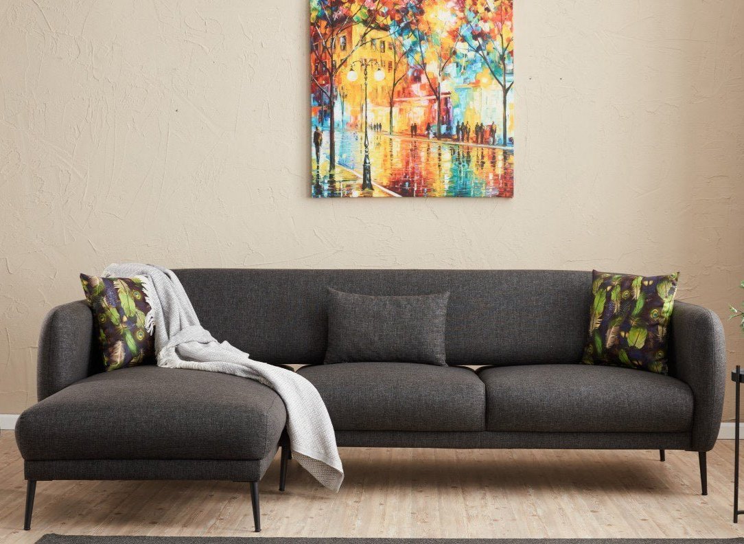 Hoekbank Links met slaapfunctie Venus Antraciet