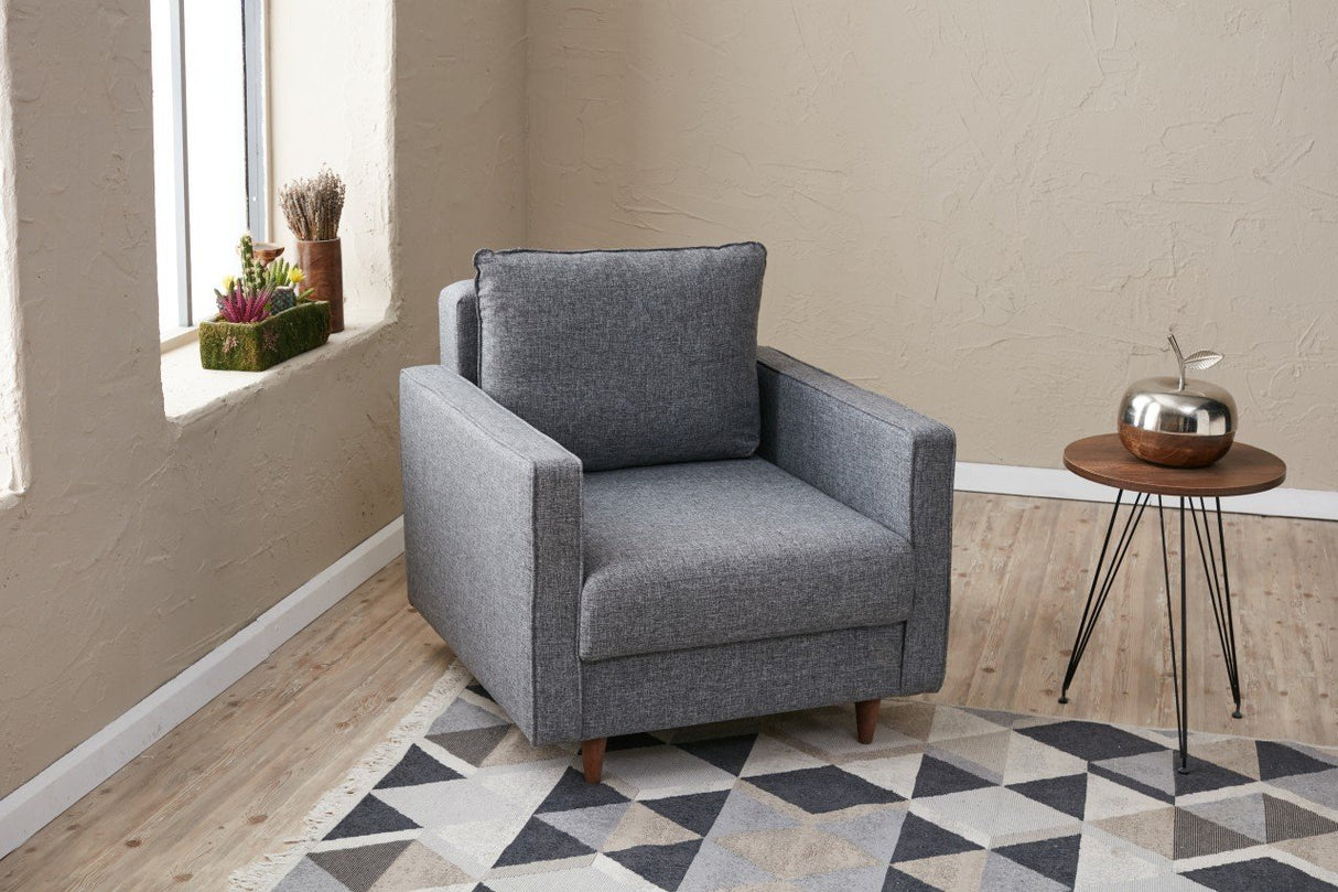 Modern landelijke fauteuil grijs stof Eva