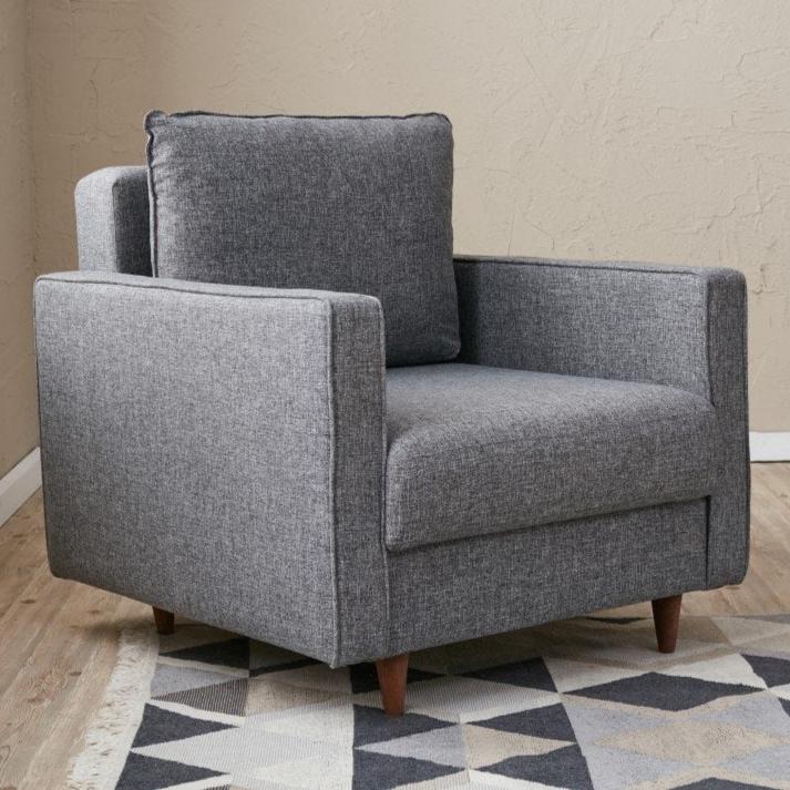 Modern landelijke fauteuil grijs stof Eva