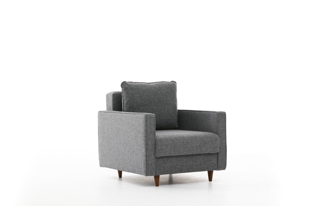 Modern landelijke fauteuil grijs stof Eva