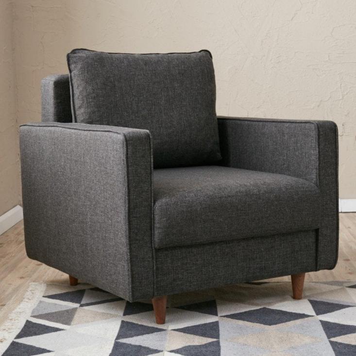 Modern landelijke fauteuil antraciet stof Eva