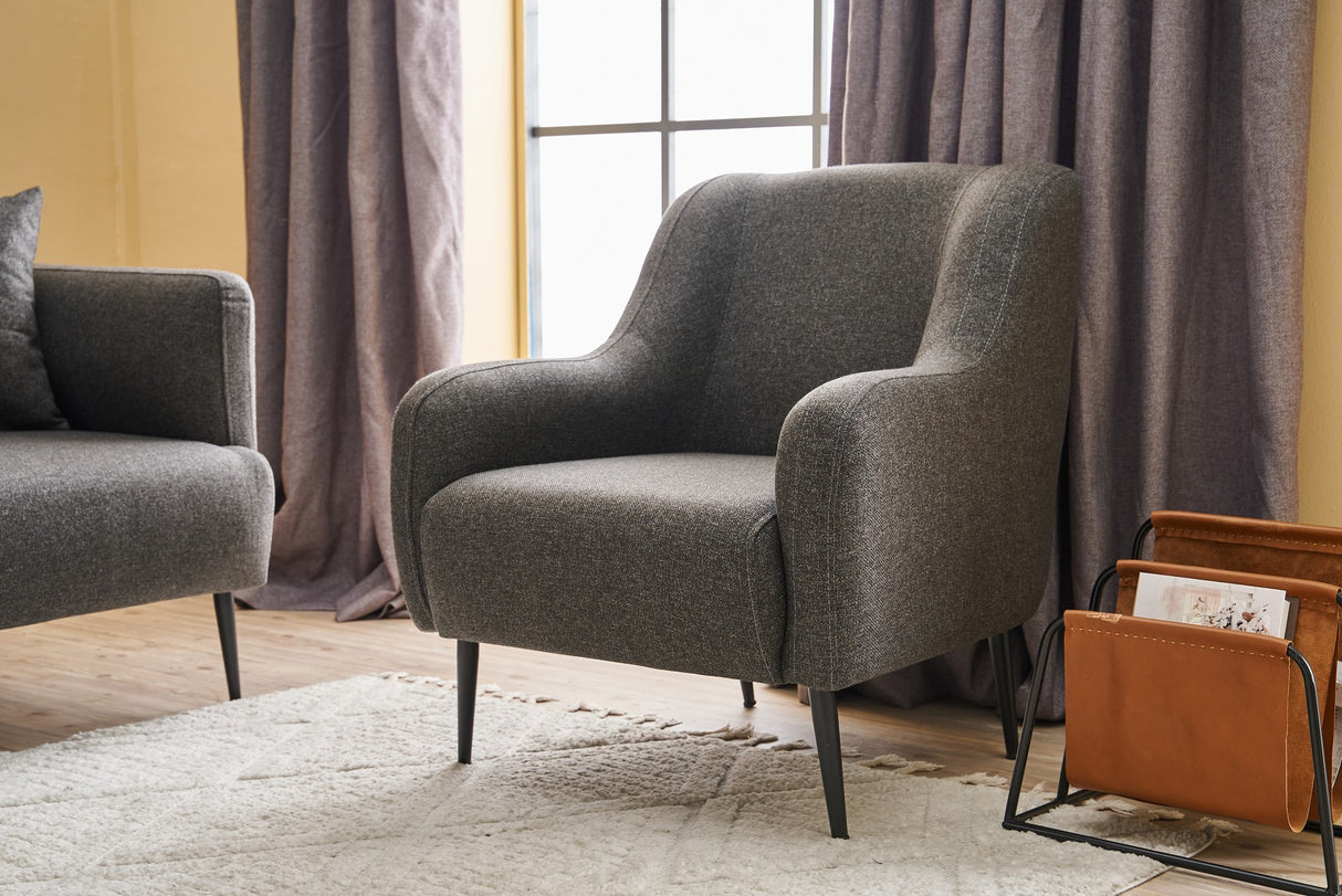 Moderne fauteuil Antraciet linnen stof met hoge poot Revos